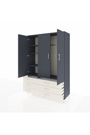 Hyperion Dolap 5 Raflı 6 Çekmeceli Tek Askılı 132x44x195 Antrasit-Antrasit/Aytaşı