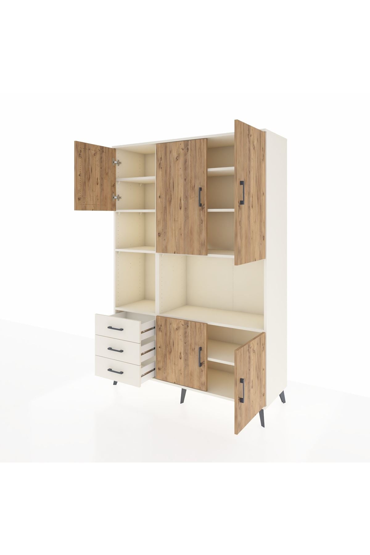 Hyperion Dolap 9 Raflı 3 Çekmeceli 5 Kapaklı 132x44x195 Aytaşı-Çam/Aytaşı