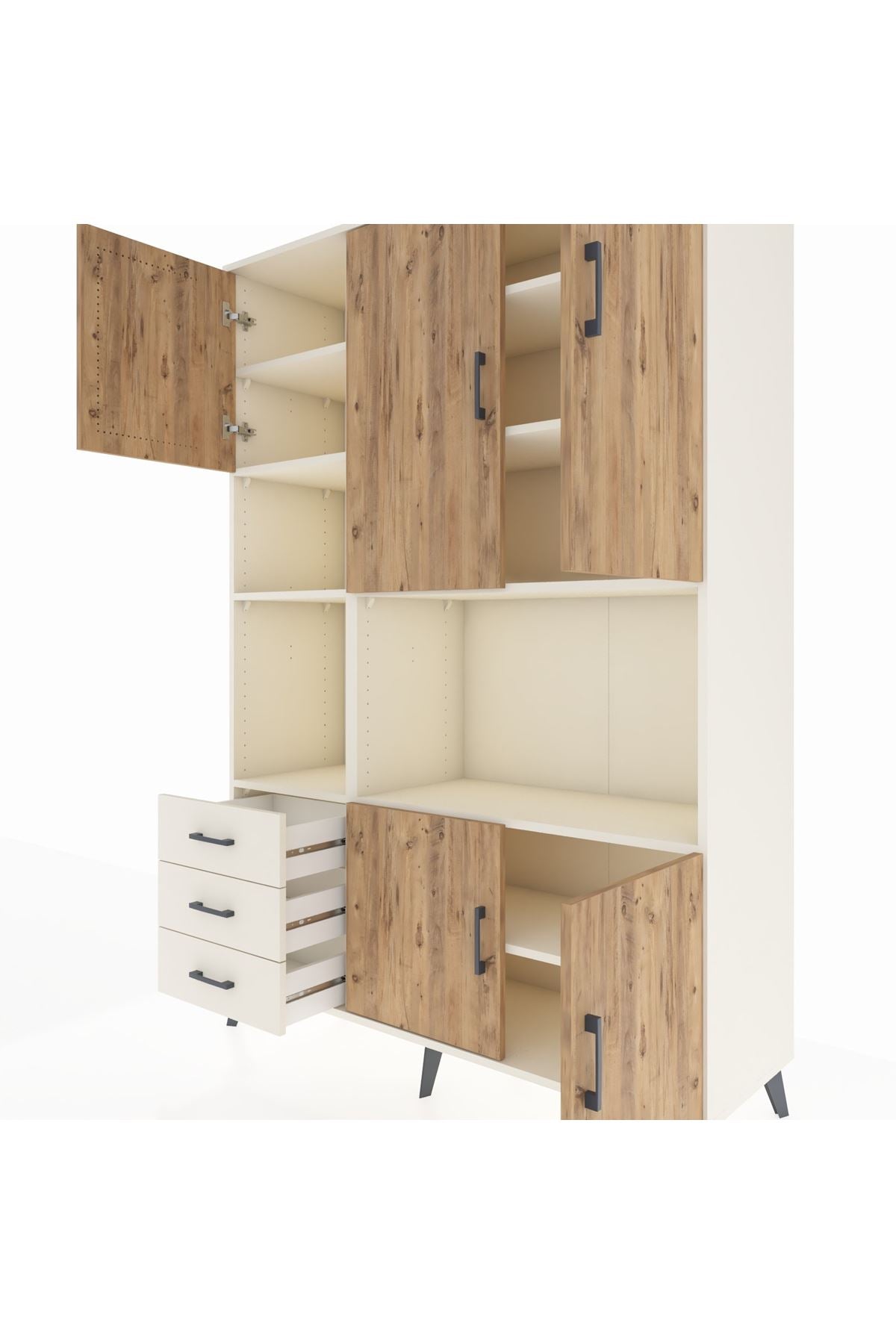 Hyperion Dolap 9 Raflı 3 Çekmeceli 5 Kapaklı 132x44x195 Aytaşı-Çam/Aytaşı