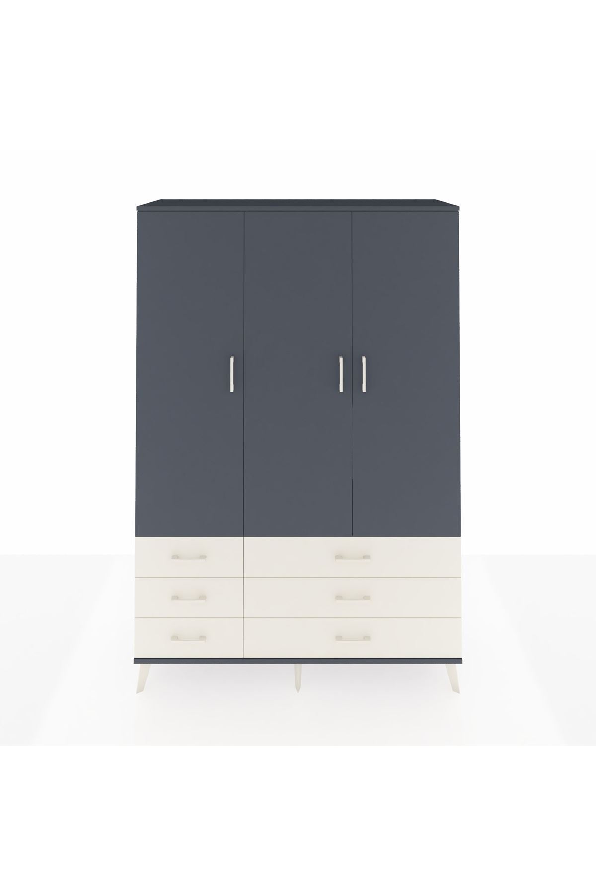 Hyperion Dolap 5 Raflı 6 Çekmeceli Tek Askılı 132x44x195 Antrasit-Antrasit/Aytaşı