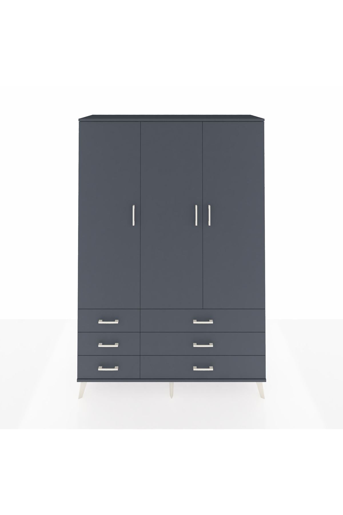 Hyperion Dolap 5 Raflı 6 Çekmeceli Tek Askılı 132x44x195 Antrasit-Antrasit/Antrasit