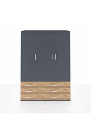 Hyperion Dolap 5 Raflı 6 Çekmeceli Tek Askılı 132x44x195 Antrasit-Antrasit/Çam