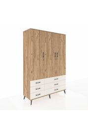 Hyperion Dolap 5 Raflı 6 Çekmeceli Tek Askılı 132x44x195 Çam-Çam/Aytaşı