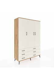 Hyperion Dolap 5 Raflı 6 Çekmeceli Tek Askılı 132x44x195 Çam-Aytaşı/Aytaşı