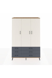 Hyperion Dolap 5 Raflı 6 Çekmeceli Tek Askılı 132x44x195 Çam-Aytaşı/Antrasit