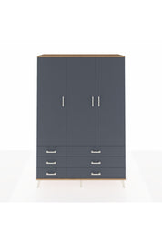 Hyperion Dolap 5 Raflı 6 Çekmeceli Tek Askılı 132x44x195 Çam-Antrasit/Antrasit