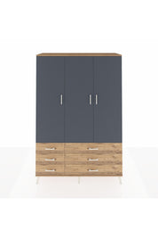 Hyperion Dolap 5 Raflı 6 Çekmeceli Tek Askılı 132x44x195 Çam-Antrasit/Çam