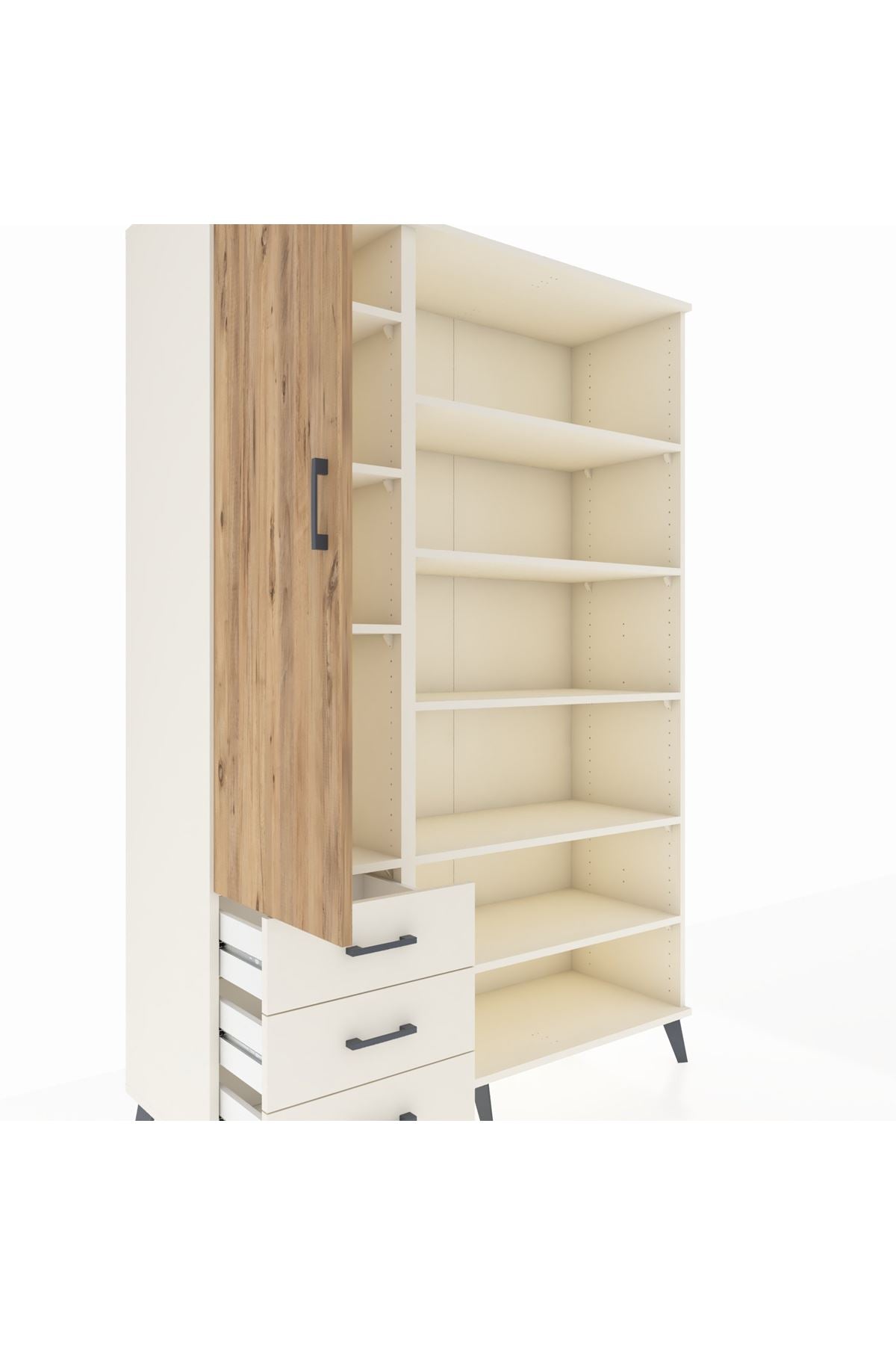 Hyperion Dolap 9 Raflı 3 Çekmeceli 3 Kapaklı 132x44x195 Aytaşı-Çam/Aytaşı