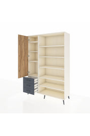 Hyperion Dolap 9 Raflı 3 Çekmeceli 3 Kapaklı 132x44x195 Aytaşı-Çam/Antrasit