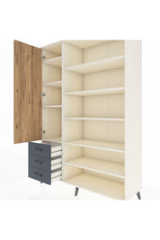 Hyperion Dolap 9 Raflı 3 Çekmeceli 3 Kapaklı 132x44x195 Aytaşı-Çam/Antrasit