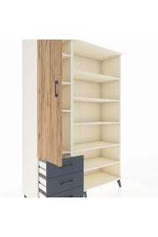 Hyperion Dolap 9 Raflı 3 Çekmeceli 3 Kapaklı 132x44x195 Aytaşı-Çam/Antrasit