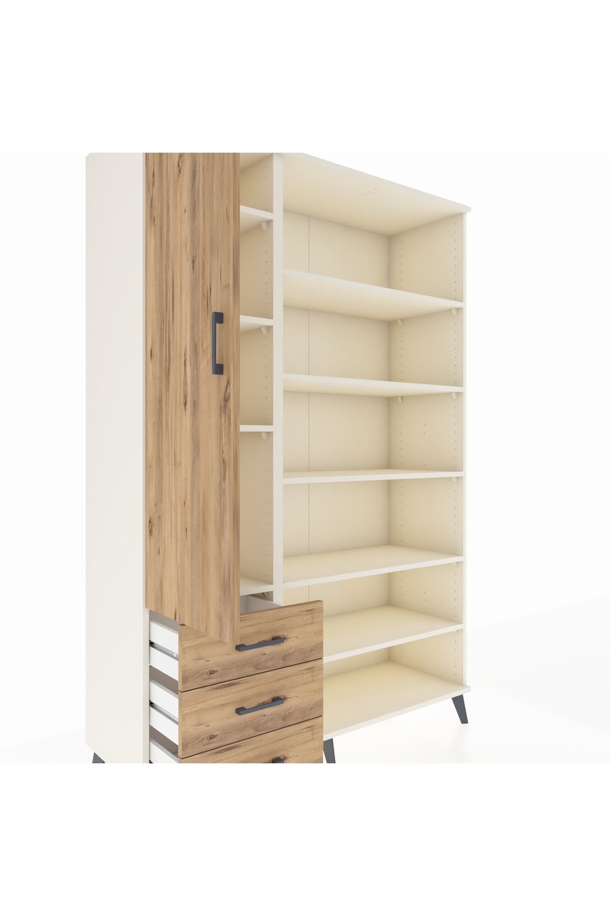 Hyperion Dolap 9 Raflı 3 Çekmeceli 3 Kapaklı 132x44x195 Aytaşı-Çam/Çam