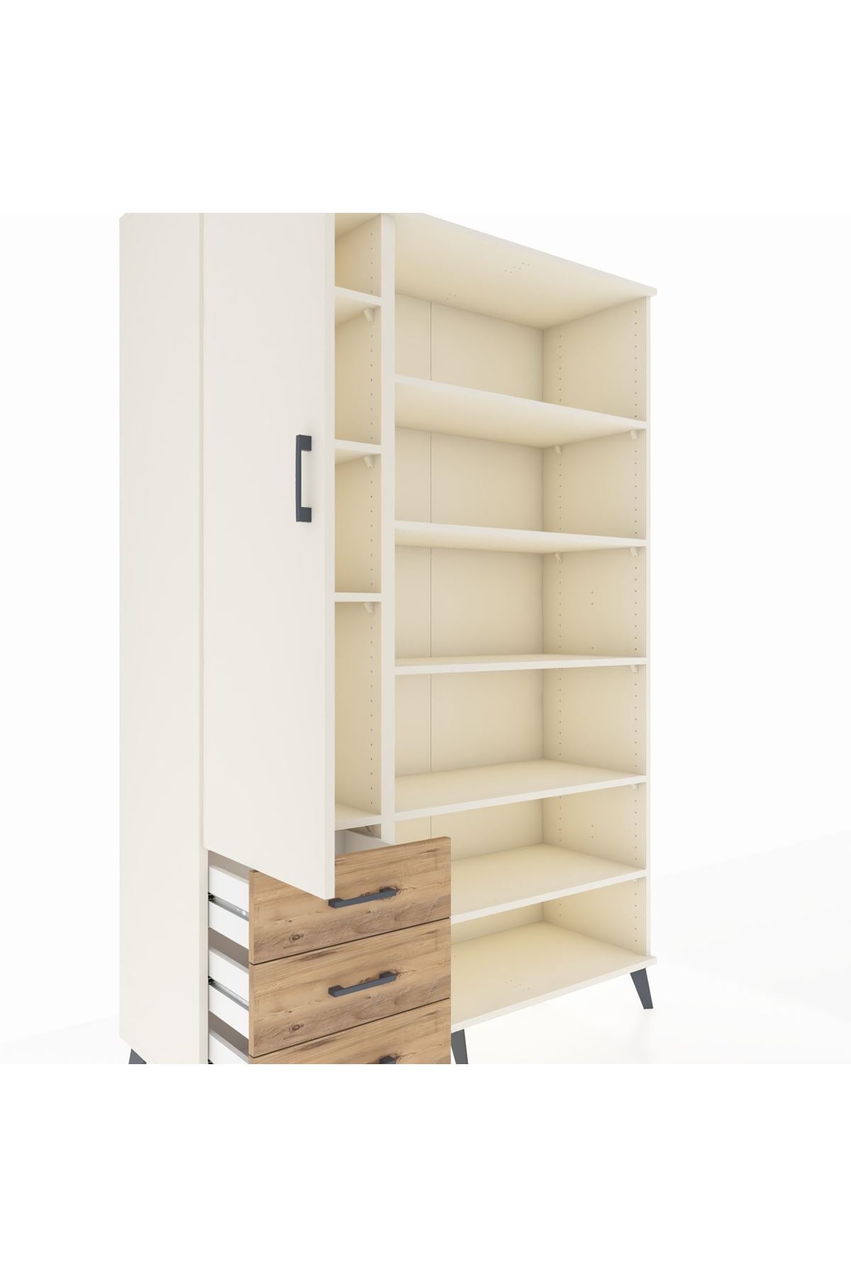 Hyperion Dolap 9 Raflı 3 Çekmeceli 3 Kapaklı 132x44x195 Aytaşı-Aytaşı/Çam