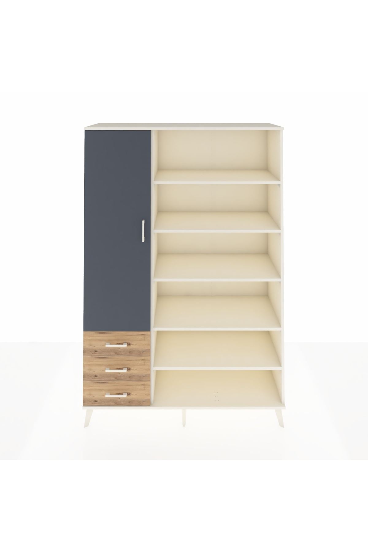 Hyperion Dolap 9 Raflı 3 Çekmeceli 3 Kapaklı 132x44x195 Aytaşı-Antrasit/Çam