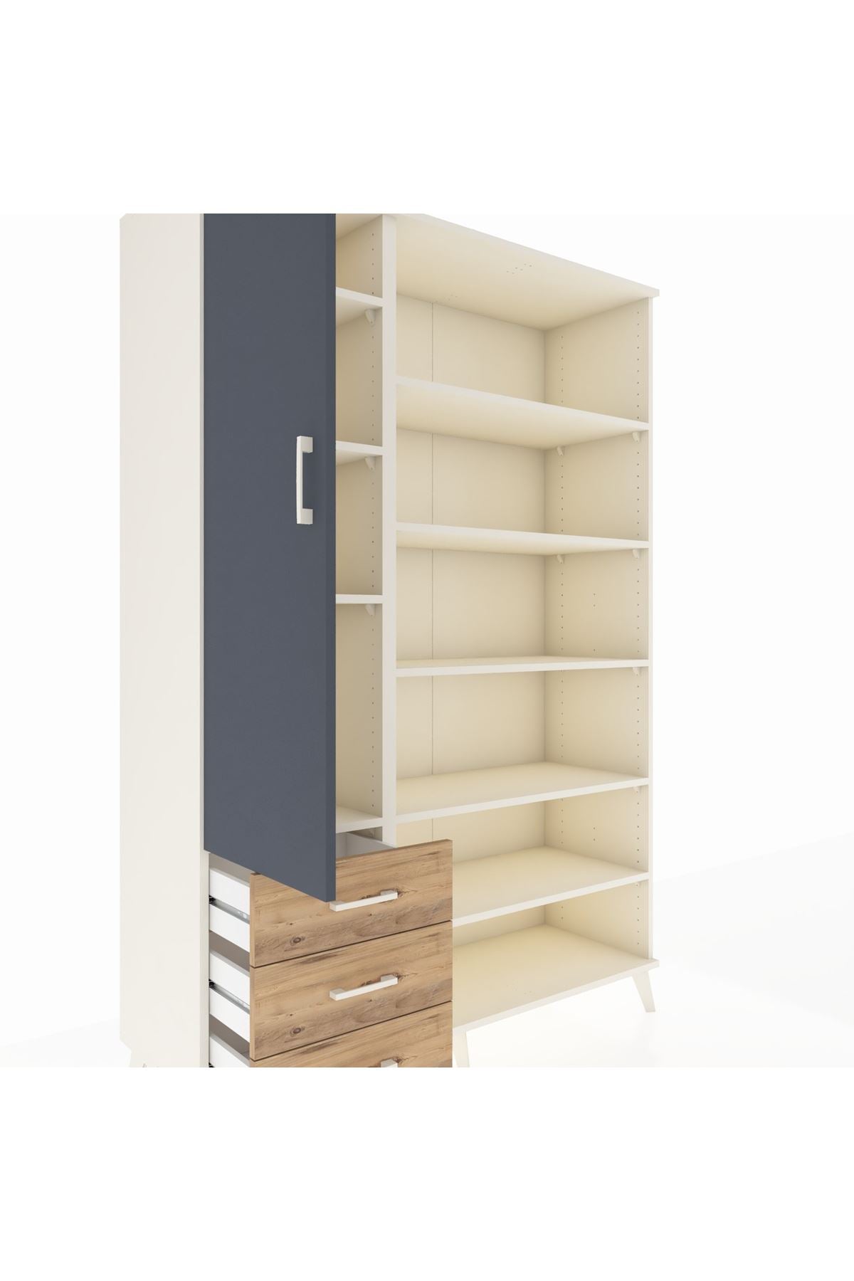 Hyperion Dolap 9 Raflı 3 Çekmeceli 3 Kapaklı 132x44x195 Aytaşı-Antrasit/Çam