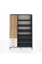 Hyperion Dolap 9 Raflı 3 Çekmeceli 3 Kapaklı 132x44x195 Antrasit-Çam/Aytaşı
