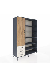 Hyperion Dolap 9 Raflı 3 Çekmeceli 3 Kapaklı 132x44x195 Antrasit-Çam/Aytaşı