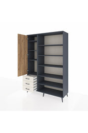 Hyperion Dolap 9 Raflı 3 Çekmeceli 3 Kapaklı 132x44x195 Antrasit-Çam/Aytaşı