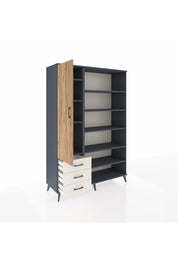Hyperion Dolap 9 Raflı 3 Çekmeceli 3 Kapaklı 132x44x195 Antrasit-Çam/Aytaşı