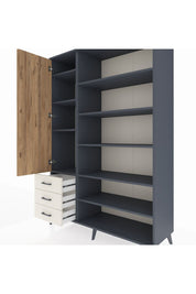 Hyperion Dolap 9 Raflı 3 Çekmeceli 3 Kapaklı 132x44x195 Antrasit-Çam/Aytaşı