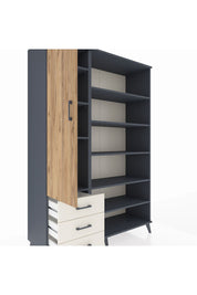 Hyperion Dolap 9 Raflı 3 Çekmeceli 3 Kapaklı 132x44x195 Antrasit-Çam/Aytaşı