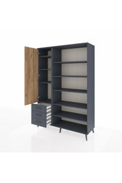 Hyperion Dolap 9 Raflı 3 Çekmeceli 3 Kapaklı 132x44x195 Antrasit-Çam/Antrasit