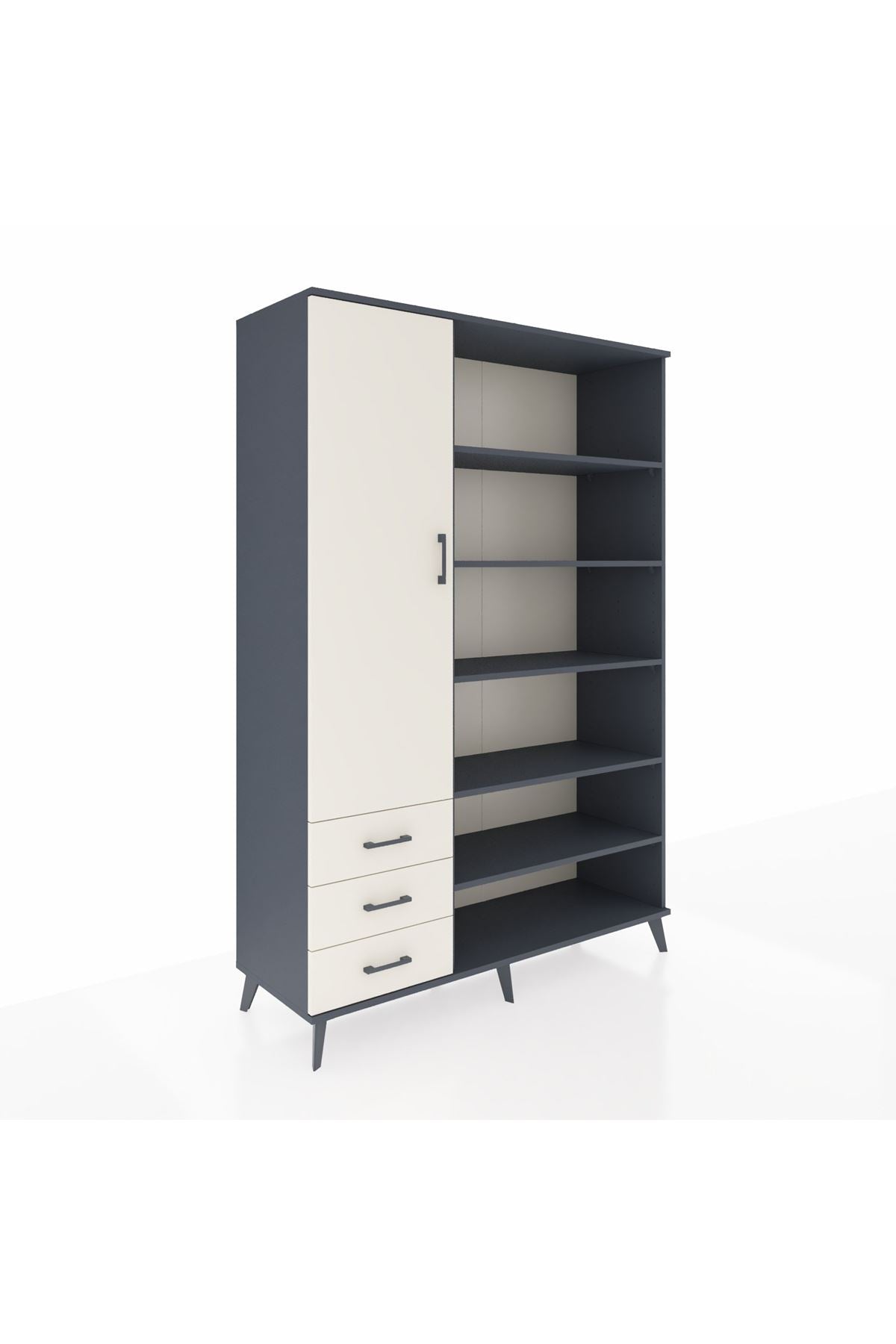 Hyperion Dolap 9 Raflı 3 Çekmeceli 3 Kapaklı 132x44x195 Antrasit-Aytaşı/Aytaşı