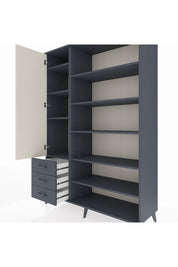 Hyperion Dolap 9 Raflı 3 Çekmeceli 3 Kapaklı 132x44x195 Antrasit-Aytaşı/Antrasit