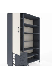 Hyperion Dolap 9 Raflı 3 Çekmeceli 3 Kapaklı 132x44x195 Antrasit-Aytaşı/Antrasit