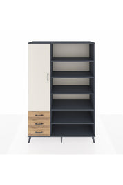 Hyperion Dolap 9 Raflı 3 Çekmeceli 3 Kapaklı 132x44x195 Antrasit-Aytaşı/Çam