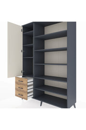 Hyperion Dolap 9 Raflı 3 Çekmeceli 3 Kapaklı 132x44x195 Antrasit-Aytaşı/Çam