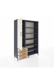 Hyperion Dolap 9 Raflı 3 Çekmeceli 3 Kapaklı 132x44x195 Antrasit-Aytaşı/Çam