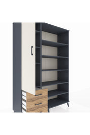 Hyperion Dolap 9 Raflı 3 Çekmeceli 3 Kapaklı 132x44x195 Antrasit-Aytaşı/Çam