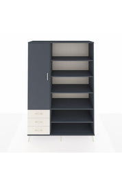 Hyperion Dolap 9 Raflı 3 Çekmeceli 3 Kapaklı 132x44x195 Antrasit-Antrasit/Aytaşı