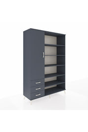 Hyperion Dolap 9 Raflı 3 Çekmeceli 3 Kapaklı 132x44x195 Antrasit-Antrasit/Antrasit