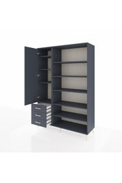 Hyperion Dolap 9 Raflı 3 Çekmeceli 3 Kapaklı 132x44x195 Antrasit-Antrasit/Antrasit