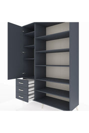 Hyperion Dolap 9 Raflı 3 Çekmeceli 3 Kapaklı 132x44x195 Antrasit-Antrasit/Antrasit