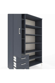 Hyperion Dolap 9 Raflı 3 Çekmeceli 3 Kapaklı 132x44x195 Antrasit-Antrasit/Antrasit