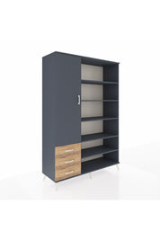 Hyperion Dolap 9 Raflı 3 Çekmeceli 3 Kapaklı 132x44x195 Antrasit-Antrasit/Çam