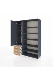 Hyperion Dolap 9 Raflı 3 Çekmeceli 3 Kapaklı 132x44x195 Antrasit-Antrasit/Çam