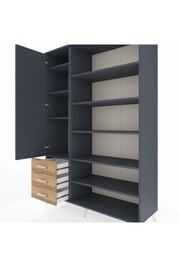 Hyperion Dolap 9 Raflı 3 Çekmeceli 3 Kapaklı 132x44x195 Antrasit-Antrasit/Çam