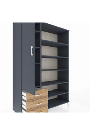 Hyperion Dolap 9 Raflı 3 Çekmeceli 3 Kapaklı 132x44x195 Antrasit-Antrasit/Çam