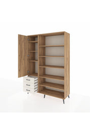 Hyperion Dolap 9 Raflı 3 Çekmeceli 3 Kapaklı 132x44x195 Çam-Çam/Aytaşı