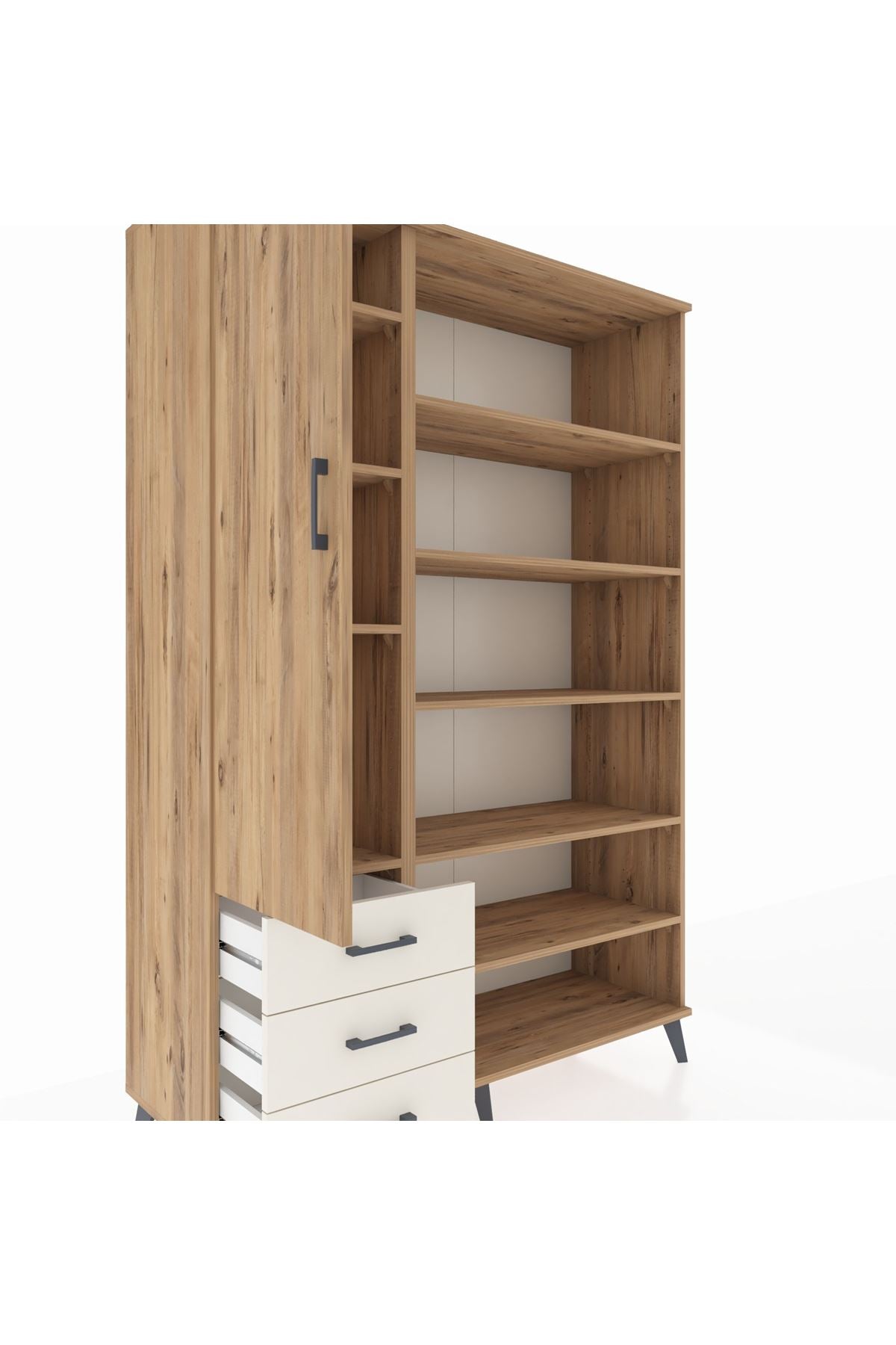 Hyperion Dolap 9 Raflı 3 Çekmeceli 3 Kapaklı 132x44x195 Çam-Çam/Aytaşı
