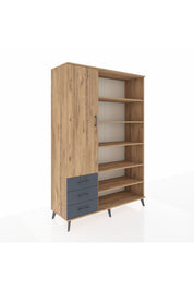 Hyperion Dolap 9 Raflı 3 Çekmeceli 3 Kapaklı 132x44x195 Çam-Çam/Antrasit