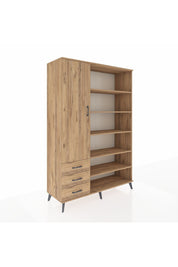 Hyperion Dolap 9 Raflı 3 Çekmeceli 3 Kapaklı 132x44x195 Çam-Çam/Çam