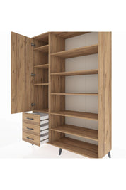 Hyperion Dolap 9 Raflı 3 Çekmeceli 3 Kapaklı 132x44x195 Çam-Çam/Çam