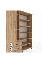 Hyperion Dolap 9 Raflı 3 Çekmeceli 3 Kapaklı 132x44x195 Çam-Çam/Çam