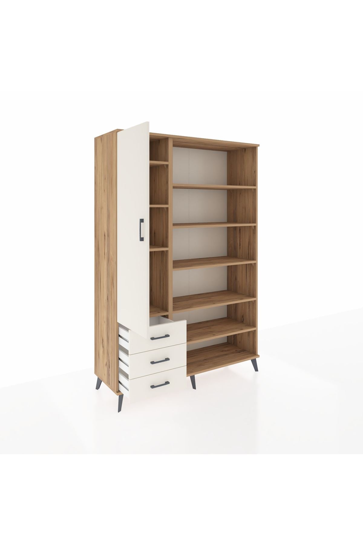 Hyperion Dolap 9 Raflı 3 Çekmeceli 3 Kapaklı 132x44x195 Çam-Aytaşı/Aytaşı