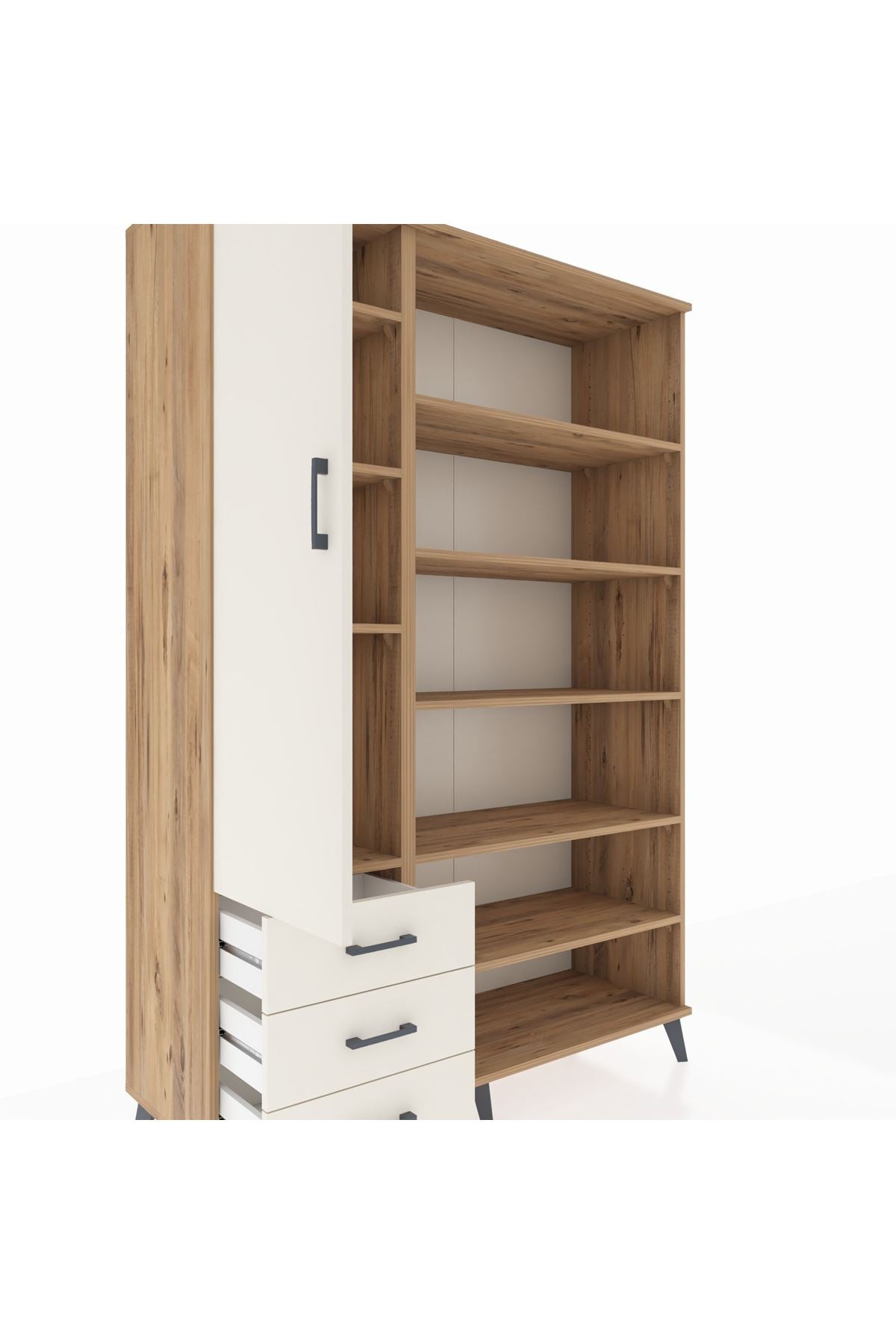 Hyperion Dolap 9 Raflı 3 Çekmeceli 3 Kapaklı 132x44x195 Çam-Aytaşı/Aytaşı